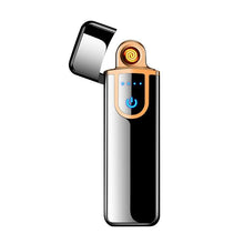 将图片加载到图库查看器，Luxury Modern USB Charging Electronic Lighter Windproof Slim Man Colorful Cigarette Lighter WIth Touch Sensor And Dragon Gravure Excellent for Gift
