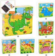 将图片加载到图库查看器，1Set Nine Blocks Six-sided 3D Wooden Cube Puzzle Toys  For Children Kids Educational Toys Funny Games
