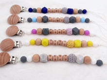 将图片加载到图库查看器，Handmade Personalized Name Silicone Wood Pacifier Clips Safe Teething Chain Baby Teether Clips Holder For Pacifier For Kids
