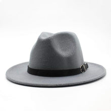 Load image into Gallery viewer, Vintage Winter Autumn Woolen Women Men Belt Buckle Fedora Hat Classic Wide Brim Floppy Hat Retro Warm Top Hat Vintage Cap Women Fedoras Durable Hat
