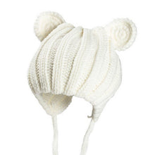 Load image into Gallery viewer, Luxury Modern Baby Knitted Winter Hat with Ears Cartoon Lace-up Children Kids Baby Bonnet Cap In Winter Cozy Style
