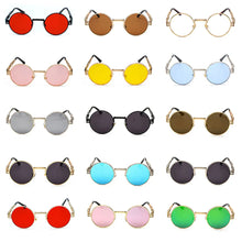 将图片加载到图库查看器，Peekaboo vintage retro gothic steampunk mirror sunglasses gold and black sun glasses vintage round circle men UV gafas de sol
