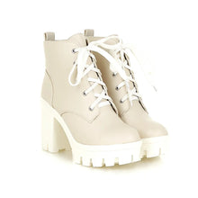 将图片加载到图库查看器，MORAZORA 2022 New Fashion sexy women's ankle boots lace up high heels Punk platform Women autumn winter snow boots ladies shoes
