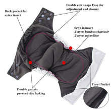 Load image into Gallery viewer, All-In-One  Cloth Diaper for Baby Bamboo Charcoal Eco-friendly Baby Cloth Diaper
