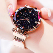 将图片加载到图库查看器，Women's Fashion Starry Sky Watches Magnet Buckle Mesh Belt Diamond Quartz Watch Women Dress Clock For Women and Girls
