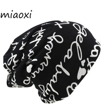 Load image into Gallery viewer, New Women's Warm Autumn Knitting Cotton Letter Style Spring Hat Ladies Beanie Scarf Cap Girls Gorros Women Skullies Bonnet
