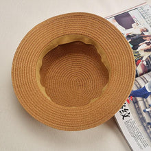 将图片加载到图库查看器，Classic Simple Female Hat For Summer Beach Hat Casual Lady Summer Solid Color Straw Hat Women Elegant Hat Traveling Hats UV Protection Sun Cap Women Flat Bowknot Design Cute Cap Girls Hat 56-58cm

