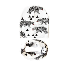 将图片加载到图库查看器，Modern Children Girls Cartoon Sheep Printing Cotton Hat and Scarf Animal Pattern Kids Caps Baby Beanie
