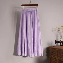 Load image into Gallery viewer, Women's Elegant 16 Color High Waist Elastic Waist Linen Pleated Long Skirts Ladies Slim Casual Skirt Saias New 2022 Summer SK05
