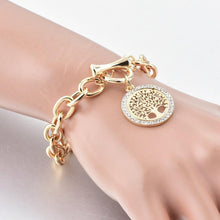 将图片加载到图库查看器，Modern New Fashion Elegant Chain Medalon Bracelet Amazing Luxury Classic Bracelet Women's Gold Bracelets Vintage Tree Of Life

