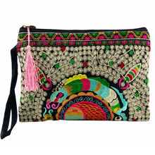 Load image into Gallery viewer, BOHO Women's bags Embroidery canvas wallet clutch purse for women Wristlets bag Retro Cell phone bags
