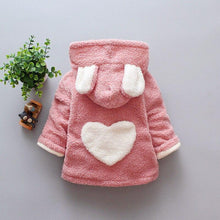 Load image into Gallery viewer, Baby Girls Winter Coats Newborn Baby Thick Velvet Outerwear For  Toddler Hoodies For Girls With Heart Print Design For Girls And Babies
