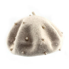 将图片加载到图库查看器，Modern Art Wool Baby Hat with Pearls Cat Candy Color Retro Baby Girl Cap Kids Beret Hats for Girls

