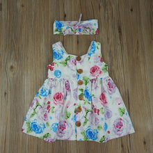 Load image into Gallery viewer, Toddler Kids Baby Girl Floral Tank Button Sleeveless Sundress With Match Headband For Infant Girl Clothes
