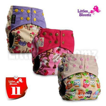 将图片加载到图库查看器，Modern Luxury Printed Washable Real Cloth Pocket Nappy,3 nappies/diapers Set For Girls and Boys Baby In Elegant Style
