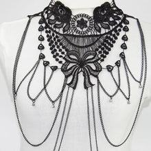Load image into Gallery viewer, Black Lace  Body Chain  Jewelry  Women's  Cosplay Halloween Costumes Female Goth Accessories
