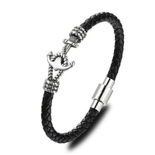 Load image into Gallery viewer, Modern Design Popular Black Leather Anchor Luxury Bracelet For Men Stainless Steel Leather Bracelet Elegant And Couple Bracelet

