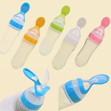 Load image into Gallery viewer, Safety Infant Baby Silicone Feeding With Spoon Feeder Food Rice Cereal Bottle For Best Gift For Kids and Baby
