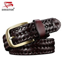 Load image into Gallery viewer, DINISITON Woven belt genuine leather women's straps man belts Wide girdle Male cow skin vintage fashion brand ceinture femme
