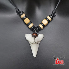 将图片加载到图库查看器，1PC Hawaii Surfer Jewelry Handmade Imitation Shark Teeth Pendant New Zealand Maori Tribal bone Choker WoMen's Men's Necklace
