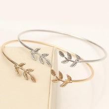 Load image into Gallery viewer, Elegant Silver Gold Leaf Fashion Simple Gold Silver Plated Cuff Bracelets For WomenIn Modern Jewelry style

