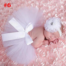 将图片加载到图库查看器，Luxury Modern Elegant Baby Girl Tulle Tutu Skirt and Flower Headband Set Newborn Dress With Big Bow And With Headband
