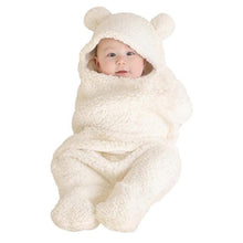 Load image into Gallery viewer, Winter Baby Blanket Cute Cartoon Bear Ears Newborn Swaddle Wrap Warm Unisex Infant Sleeping Bag Soft Envelope Kids Bedding Blanet for Baby
