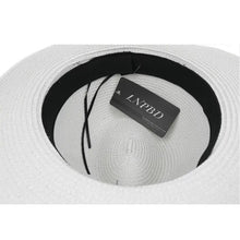Load image into Gallery viewer, LNPBD Summer fashion white flat brim wide brim women's strawhat women's jazz fedoras hat sun-shading hat beach cap summer

