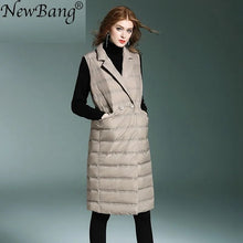 Load image into Gallery viewer, NewBang Brand Women's Long Vest Ultra Light Down Vests Female Sleeveless Windproof Lightweight Warm Long Waistcoat
