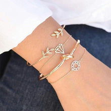 Load image into Gallery viewer, Fashion Bohemia Leaf Round Knot Cuff Bangle Gold Chain Charm Bracelet  for Women Simple Geometric Bracelets Luxury Jewelry
