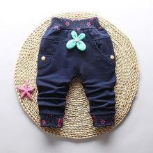 将图片加载到图库查看器，New Spring 100% cotton High-quality Cute Butterfly Embroidery Pattern Baby Girls Pants For 0-3 year Baby Girl
