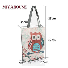 将图片加载到图库查看器，Floral And Owl Printed  Women's Casual Tote Female Daily Use Female Shopping Bag Ladies Single Shoulder Handbag Simple Beach Bag
