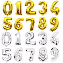 Load image into Gallery viewer, Big 32 Inch Number Foil Balloons Gold Silver Blue Digital Globos For Wedding Birthday Party Decoration In NEW Luxury Style
