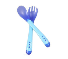 Load image into Gallery viewer, 1 Set Children Kids Tableware Temperature Silicone Soft  Spoon Fork Cutlery Feeding Dish Infant Boys and Girls Unique Baby Feeding Tool
