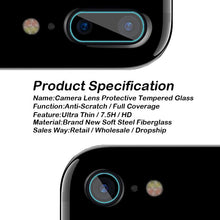 Load image into Gallery viewer, 2pcs Camera Lens Protective Protector Cover for IPhone on X 8Plus 7Plus 6 6S 7 8 10 XR Xs Max Tempered Glass Film 9H Tempered Glass Camera Lens Protection
