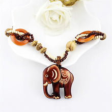 Load image into Gallery viewer, KUNIU 2023 Boho Jewelry Ethnic Style Long Hand Made Bead Wood Elephant Pendant Necklace for Women Price Decent women's neck
