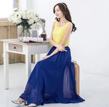 Load image into Gallery viewer, Women's Elegant High Waist Chiffon Skirt Elastic Waist Casual Long Maxi Skirts Saias 80/90/100cm 22 Color 2020 Summer Autumn New
