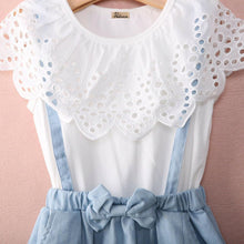 将图片加载到图库查看器，Toddler Kid Girl Ruffles Tops T-shirt  Strap Dress Outfit Cute Clothes Set Perfect Gift Unique Design
