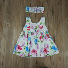Load image into Gallery viewer, Toddler Kids Baby Girl Floral Tank Button Sleeveless Sundress With Match Headband For Infant Girl Clothes
