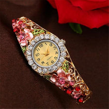 将图片加载到图库查看器，Elegant  Watch Gold Luxury Women Watch Colorful Abstract Enamel Paint Crystal Rhinestone Bangle Wristwatches Bracelet Watch For Women Ladies and Girls
