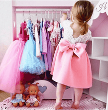 将图片加载到图库查看器，Luxury Modern Elegant Baby Girl Tops Bow Dresses Lace Ball Gown Tutu Party Dress Sundress Baby Girls Princess Clothing Style
