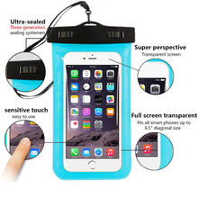 Load image into Gallery viewer, Universal Waterproof Pouch Case Cell Phones Portable Bag Swimming Bags Dry Case Cover For iPhone Under 6.5 inch Large Phone Dry Bag Waterproof Case for iPhone
