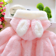 将图片加载到图库查看器，Winter Baby Girls Fur Warm with Cute Rabbit Ears Cloak Coat In Elegant Modern Style For Baby Girls
