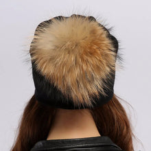 Load image into Gallery viewer, Geebro Brand Women's Beanie Hat Casual Cotton Pompom Beanies Hats Raccoon Fox Fur Pompon Skullies Balaclava Caps For Women JS294
