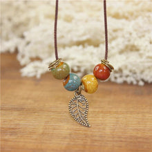 Load image into Gallery viewer, Miredo jewelry wholesale simple ceramic necklaces women's coin wood collar stone boho  necklace pendant free shipping #1460

