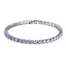 Load image into Gallery viewer, Luxury 4mm Diamond Shiny Elegant Cubic Zirconia Tennis Bracelets Iced Out Chain Crystal Wedding Bracelet For Women and Men In Modern Gold Silver and Colorful Design
