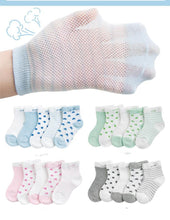 Load image into Gallery viewer, 5 Pairs Pack  Children's Summer Mesh Socks Ultra-thin Breathable With Stars Moon Print For Boys And Girls
