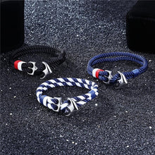将图片加载到图库查看器，High Quality Anchor Bracelets  Charm Nautical Survival Rope Chain Paracord Bracelet Male Wrap Metal Sport Hooks For Men
