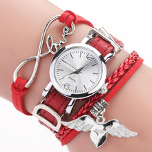 将图片加载到图库查看器，Watches For Women Luxury Silver Heart Pendant Leather Belt Quartz Clock Ladies Wrist Watch For Women and Girls
