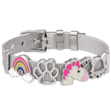 将图片加载到图库查看器，Fashion Stainless Steel Woman and Men Bracelet Mesh Bracelet Set Crystal Heart Anchor Charm Fine Bracelet Bangle For Female Lover
